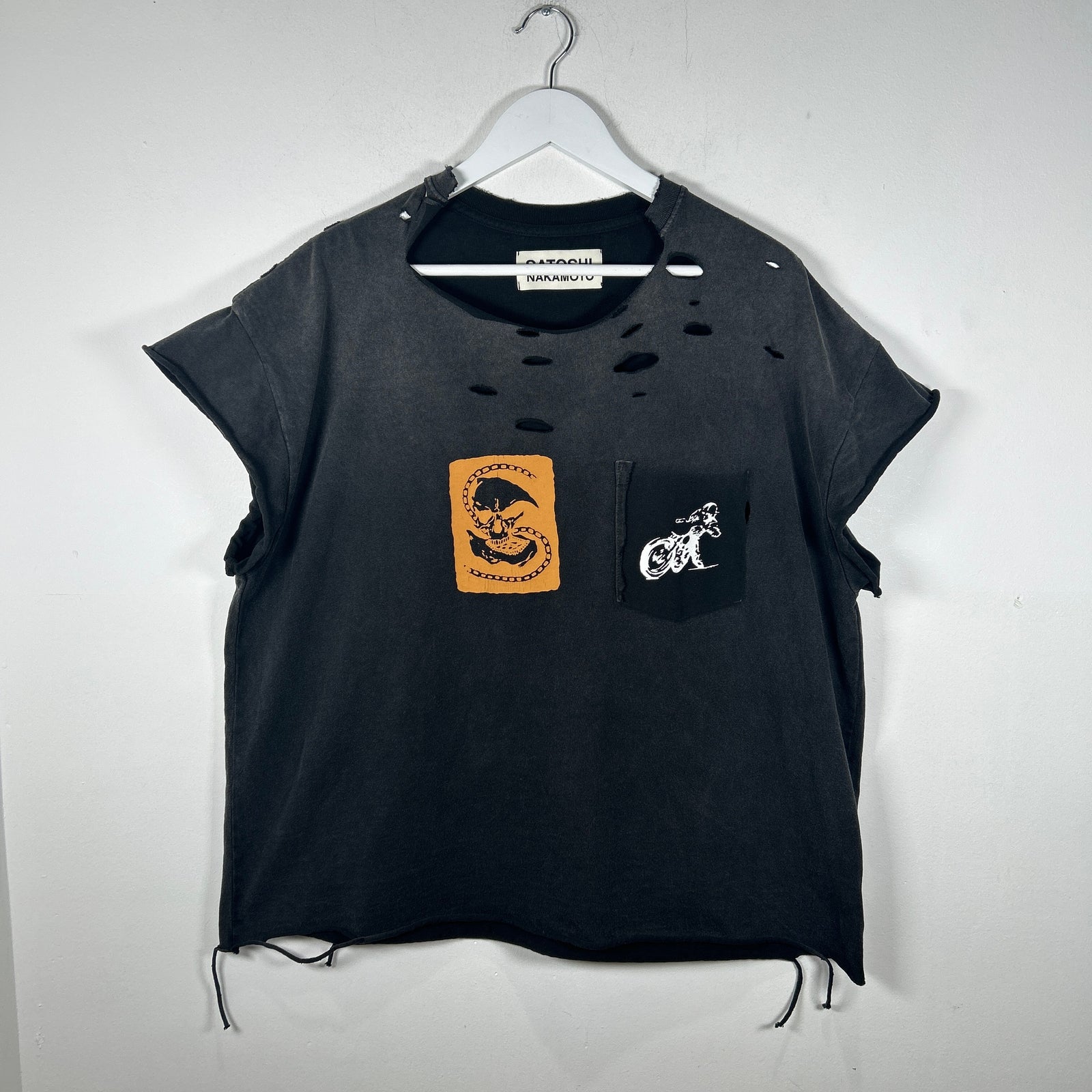 Satoshi Nakamoto 'Biker' Distressed T-Shirt Size L