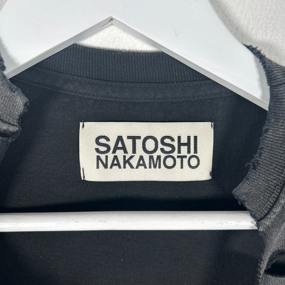Satoshi Nakamoto 'Biker' Distressed T-Shirt Size L