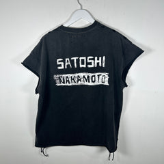 Satoshi Nakamoto 'Biker' Distressed T-Shirt Size L