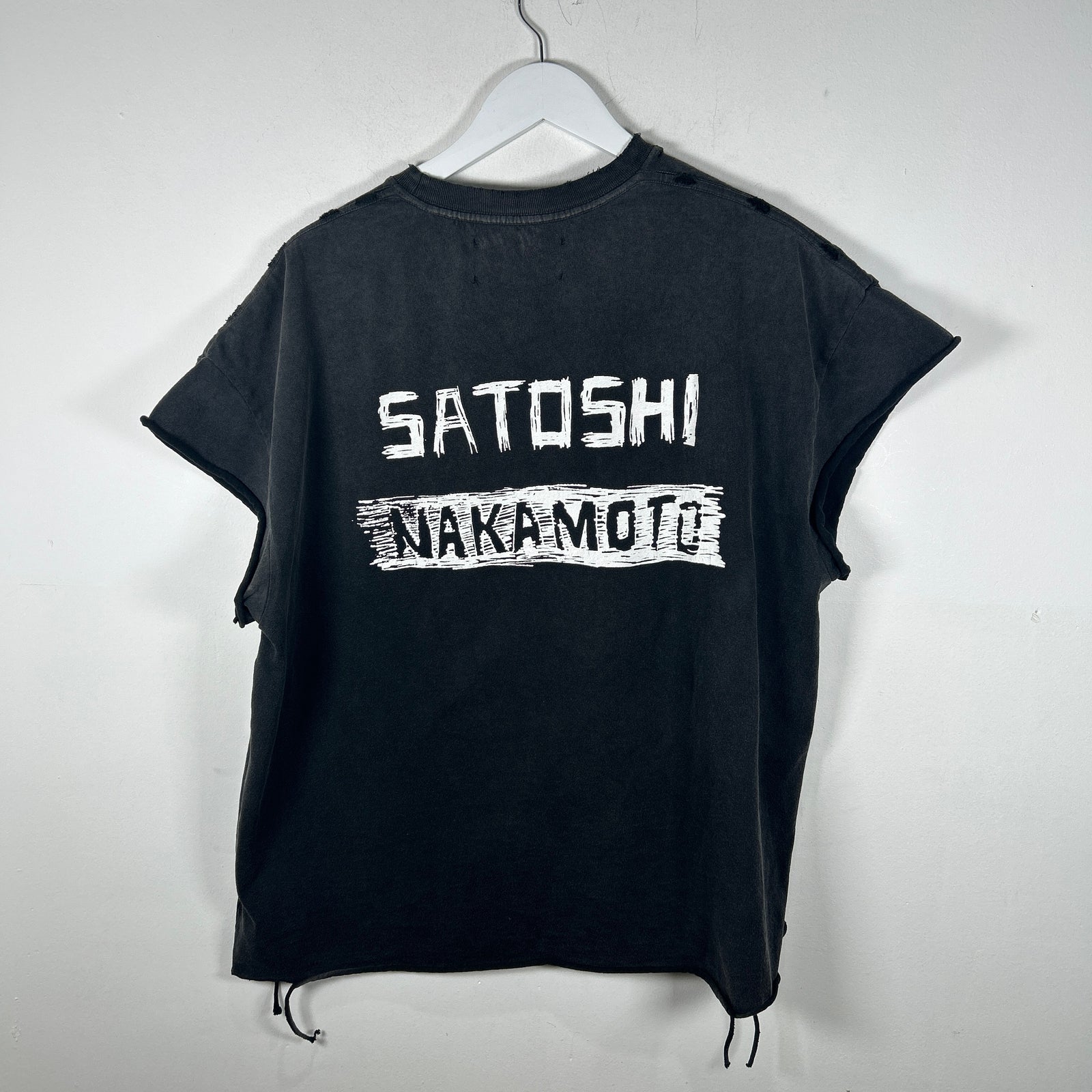 Satoshi Nakamoto 'Biker' Distressed T-Shirt Size L