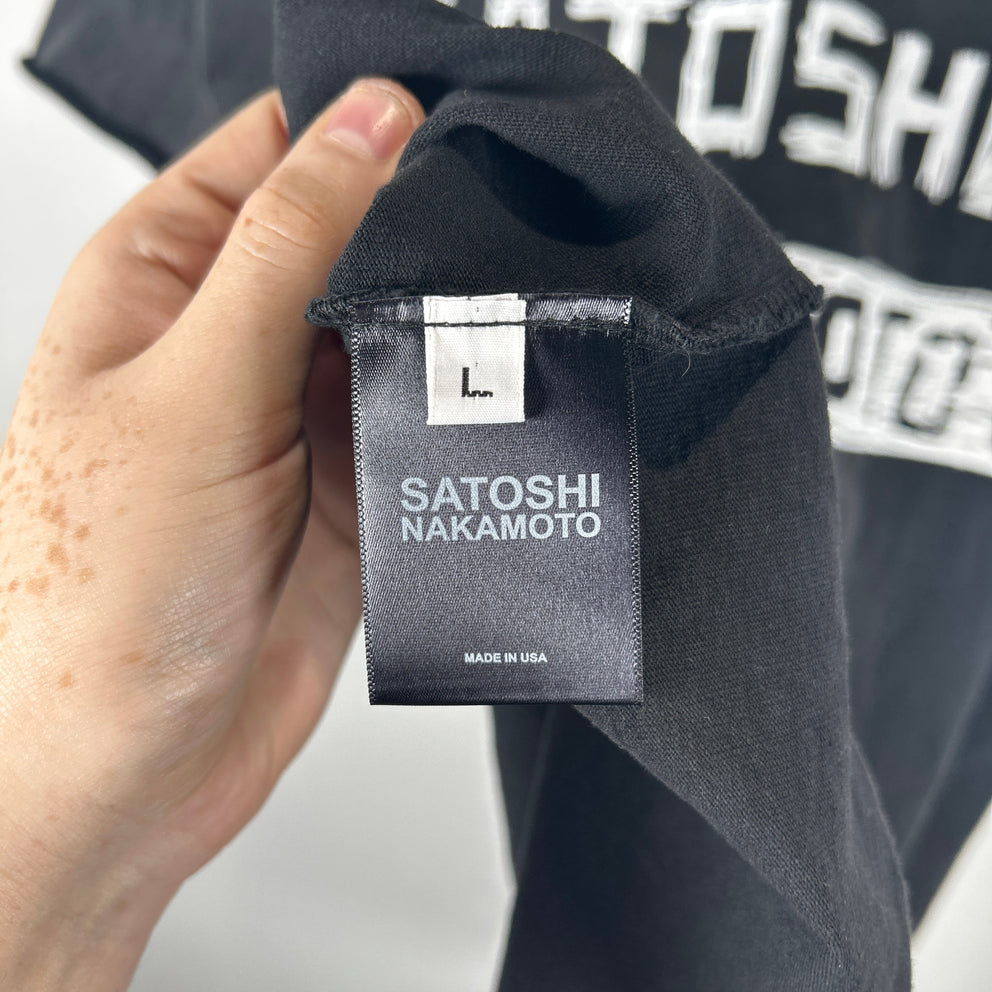 Satoshi Nakamoto 'Biker' Distressed T-Shirt Size L