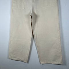 Gucci Cream Canvas Floral Logo Workwear Pants Size 30
