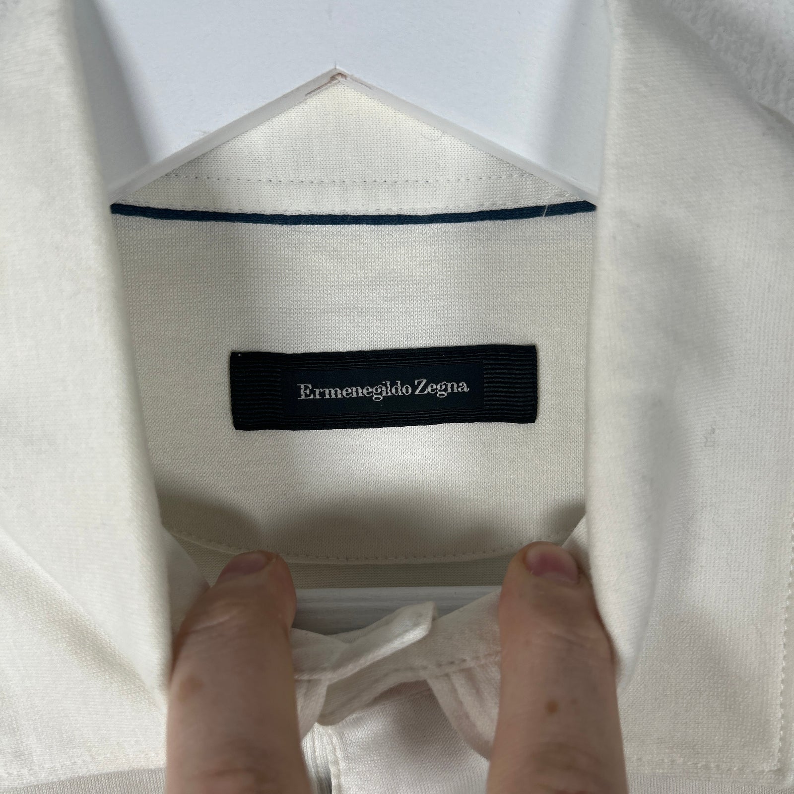 Zegna Navy Stripe Polo Size M