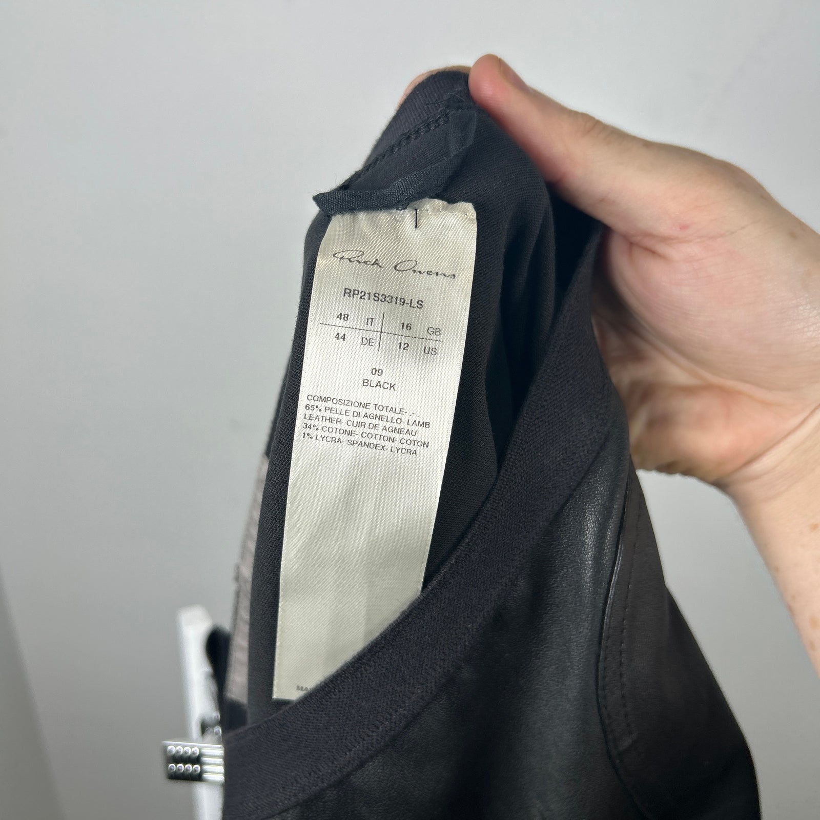 Rick Owens 'Phlegethon' Black Leather Leggings Size 48