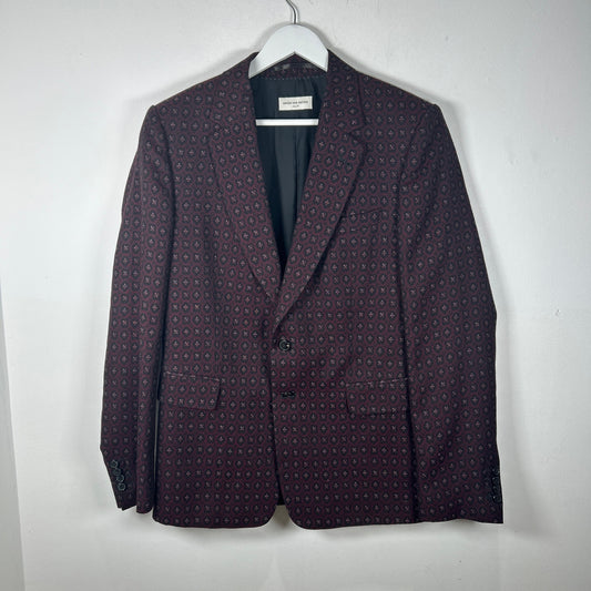 Dries Van Noten Red All-Over Motif Woven Blazer Size 50
