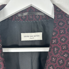 Dries Van Noten Red All-Over Motif Woven Blazer Size 50