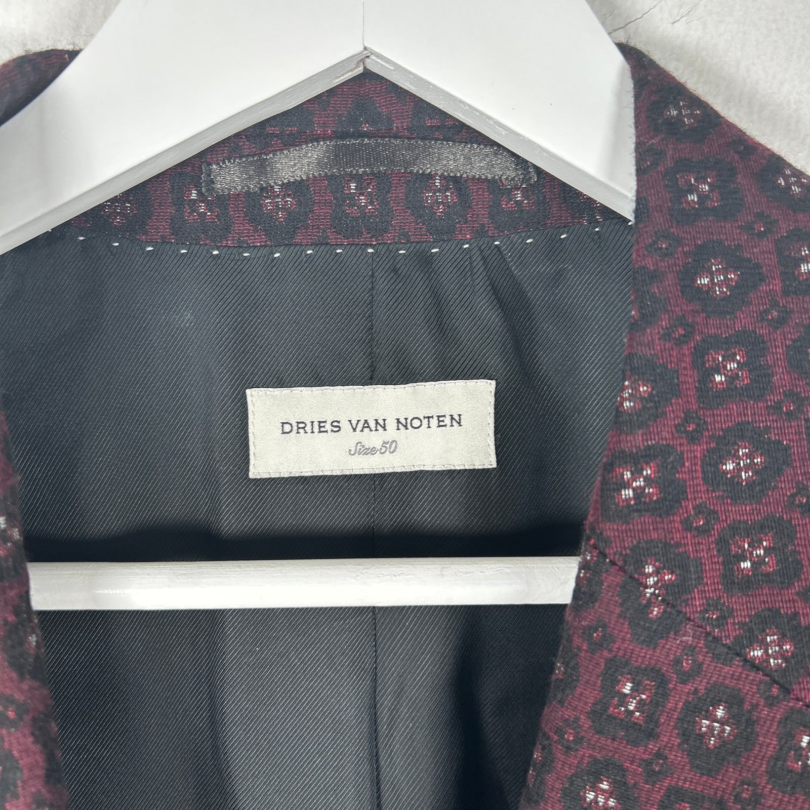 Dries Van Noten Red All-Over Motif Woven Blazer Size 50