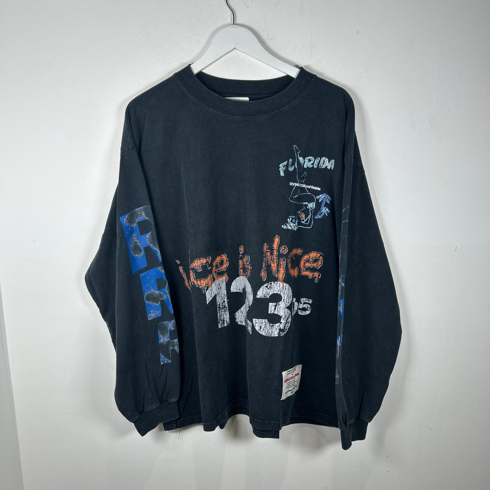 RIVINGTON roi Rebis Gray 'Miami Vice' Long-Sleeve T-Shirt Size XL