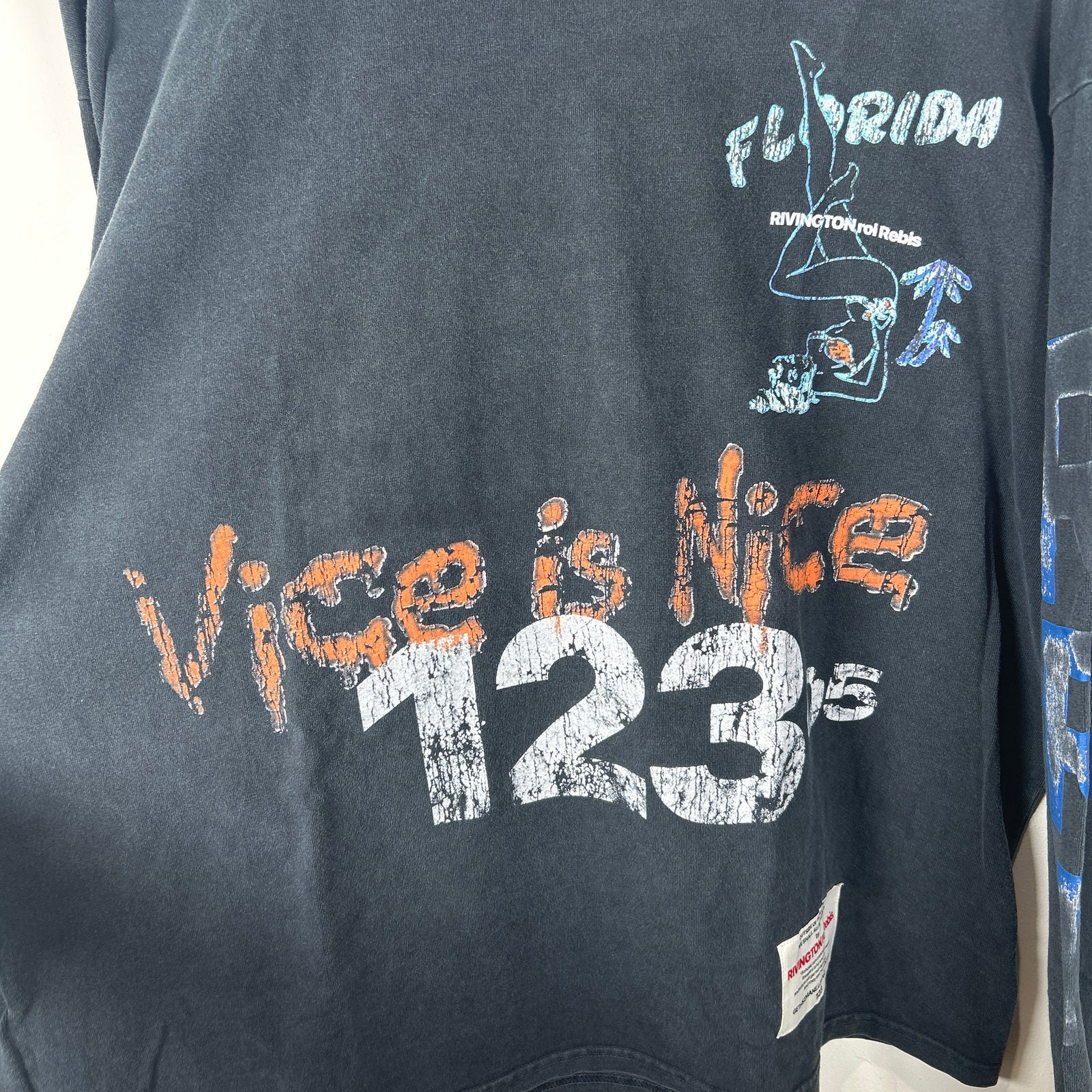 RIVINGTON roi Rebis Gray 'Miami Vice' Long-Sleeve T-Shirt Size XL