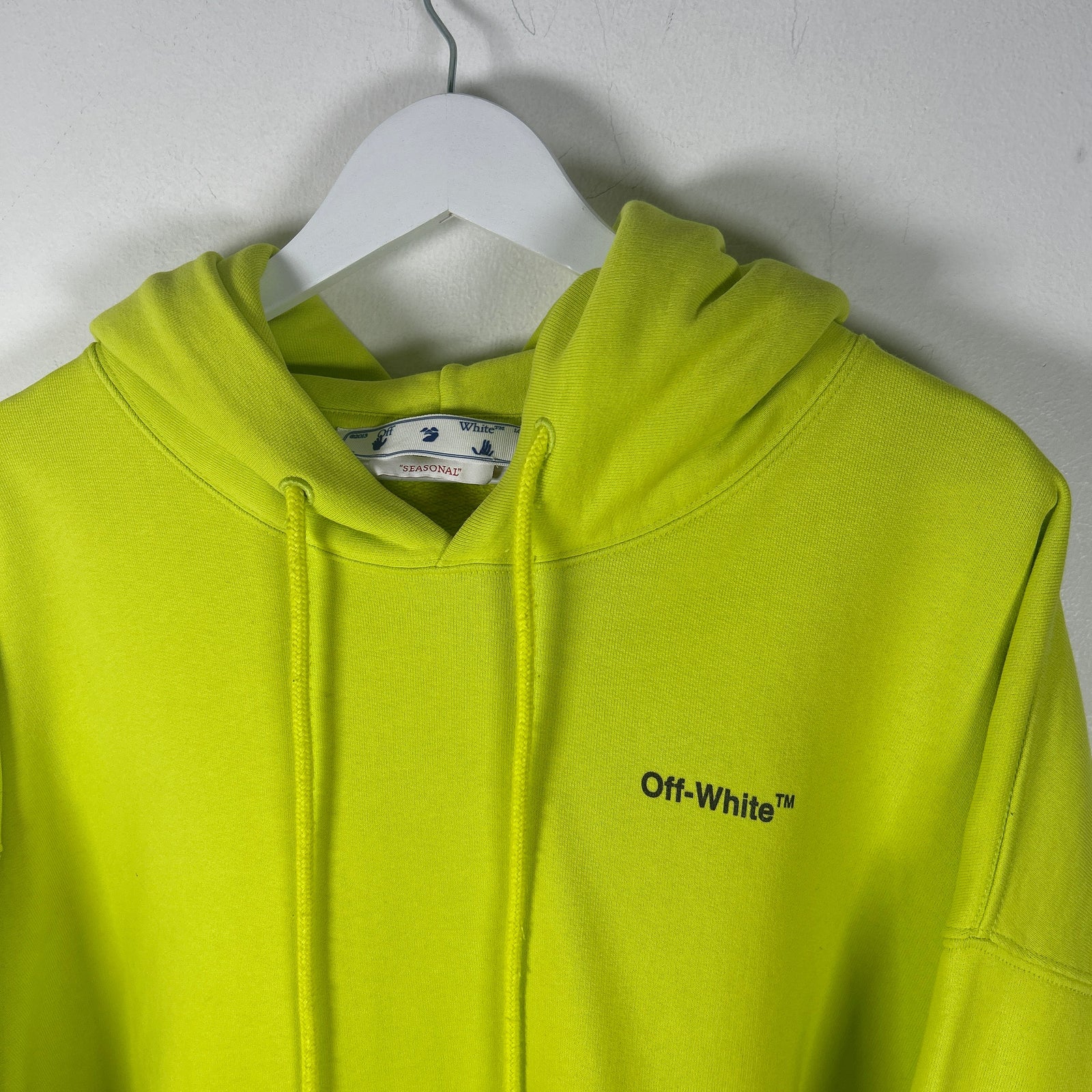 Off-White Neon Green Caravaggio Arrows Hoodie Size XXL