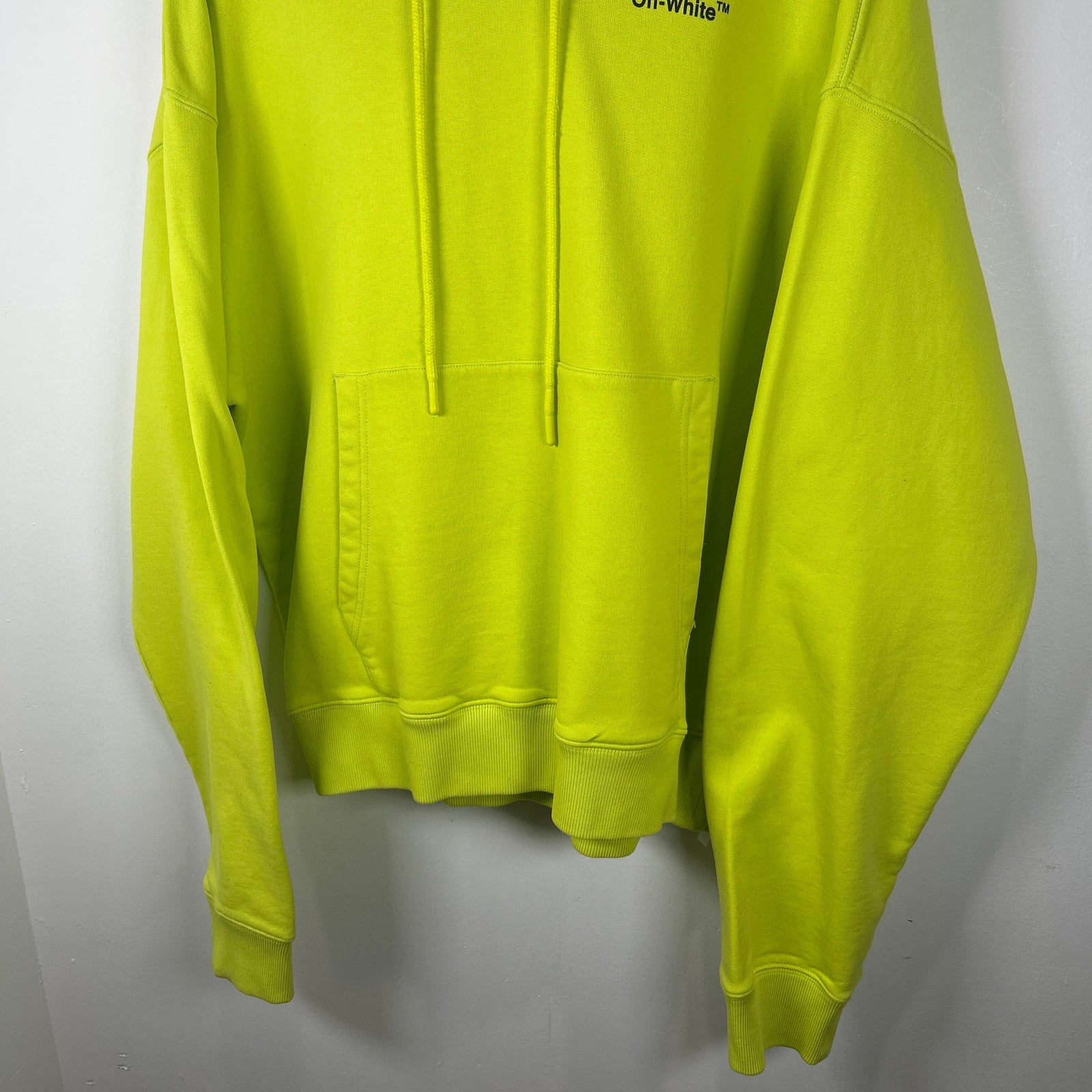 Off-White Neon Green Caravaggio Arrows Hoodie Size XXL