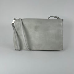Rick Owens Light Gray Leather Small 'Adri' Flap Messenger Bag