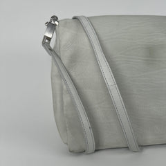 Rick Owens Light Gray Leather Small 'Adri' Flap Messenger Bag