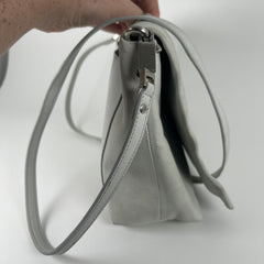 Rick Owens Light Gray Leather Small 'Adri' Flap Messenger Bag
