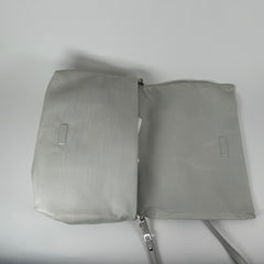 Rick Owens Light Gray Leather Small 'Adri' Flap Messenger Bag