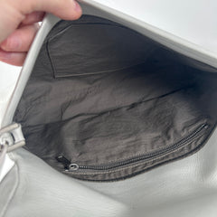 Rick Owens Light Gray Leather Small 'Adri' Flap Messenger Bag