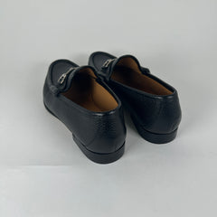 Gucci Black Pebble Leather 'Horsebit' Loafers Size 9