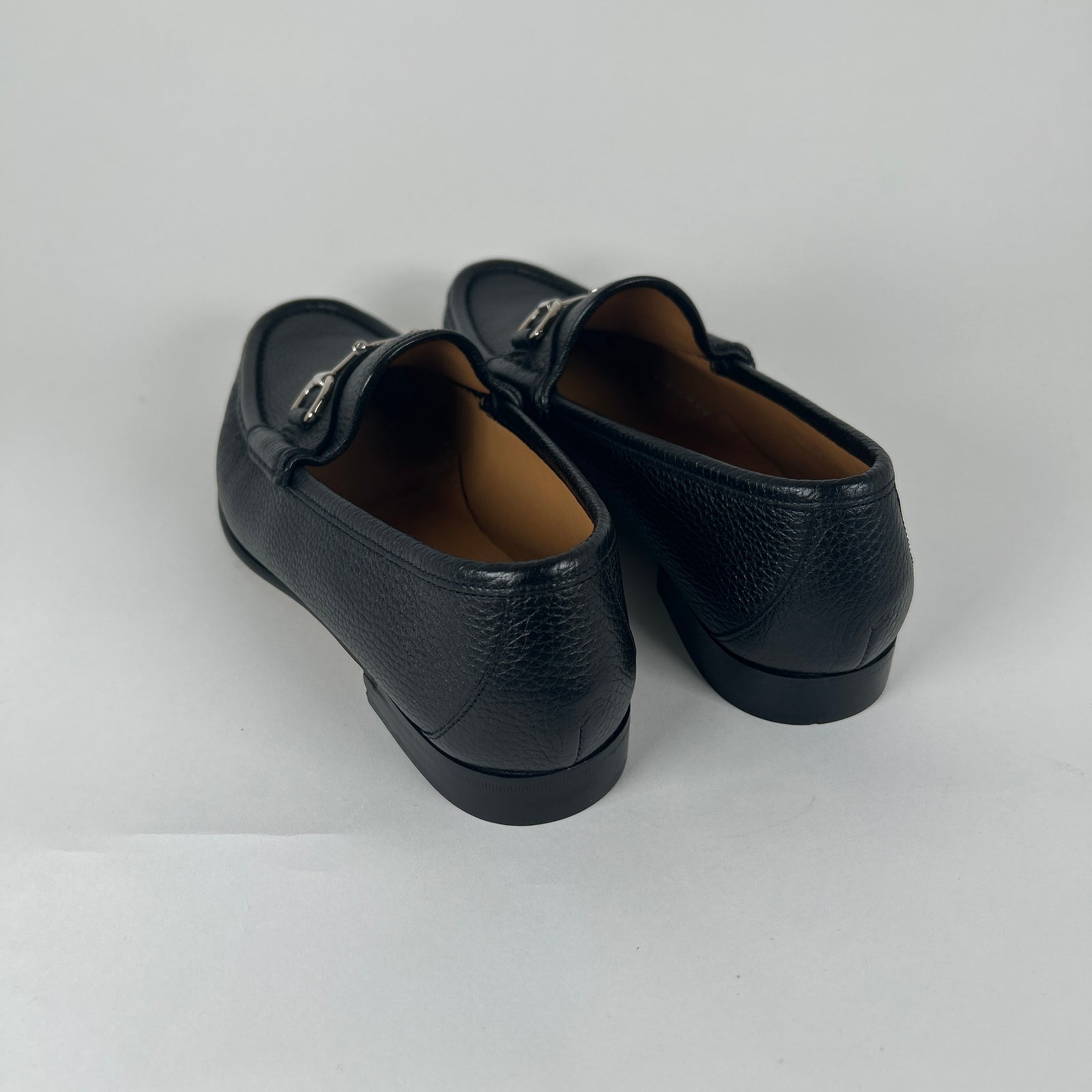 Gucci Black Pebble Leather 'Horsebit' Loafers Size 9