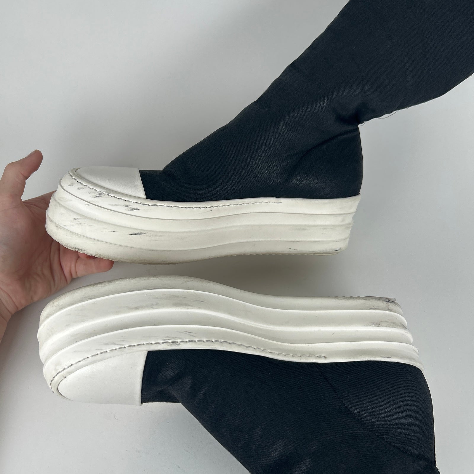 Rick Owens Black Double Bumper Sock Ramones Size 41
