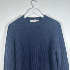 Golden Goose Navy Cable Knit Distressed Sweater Size S