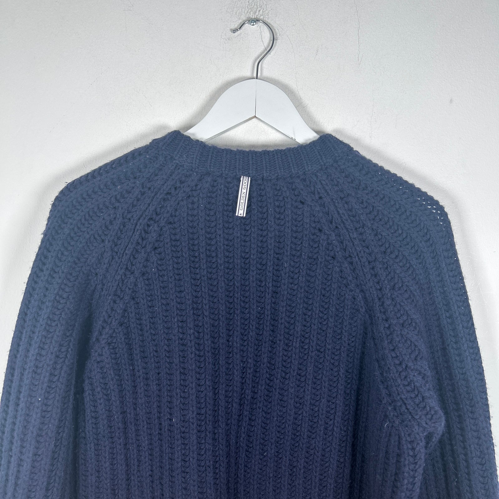 Golden Goose Navy Cable Knit Distressed Sweater Size S