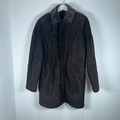 Clifford Michael Sherling Brown Leather Overcoat Size XS