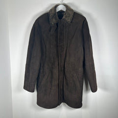 Clifford Michael Sherling Brown Leather Overcoat Size XS