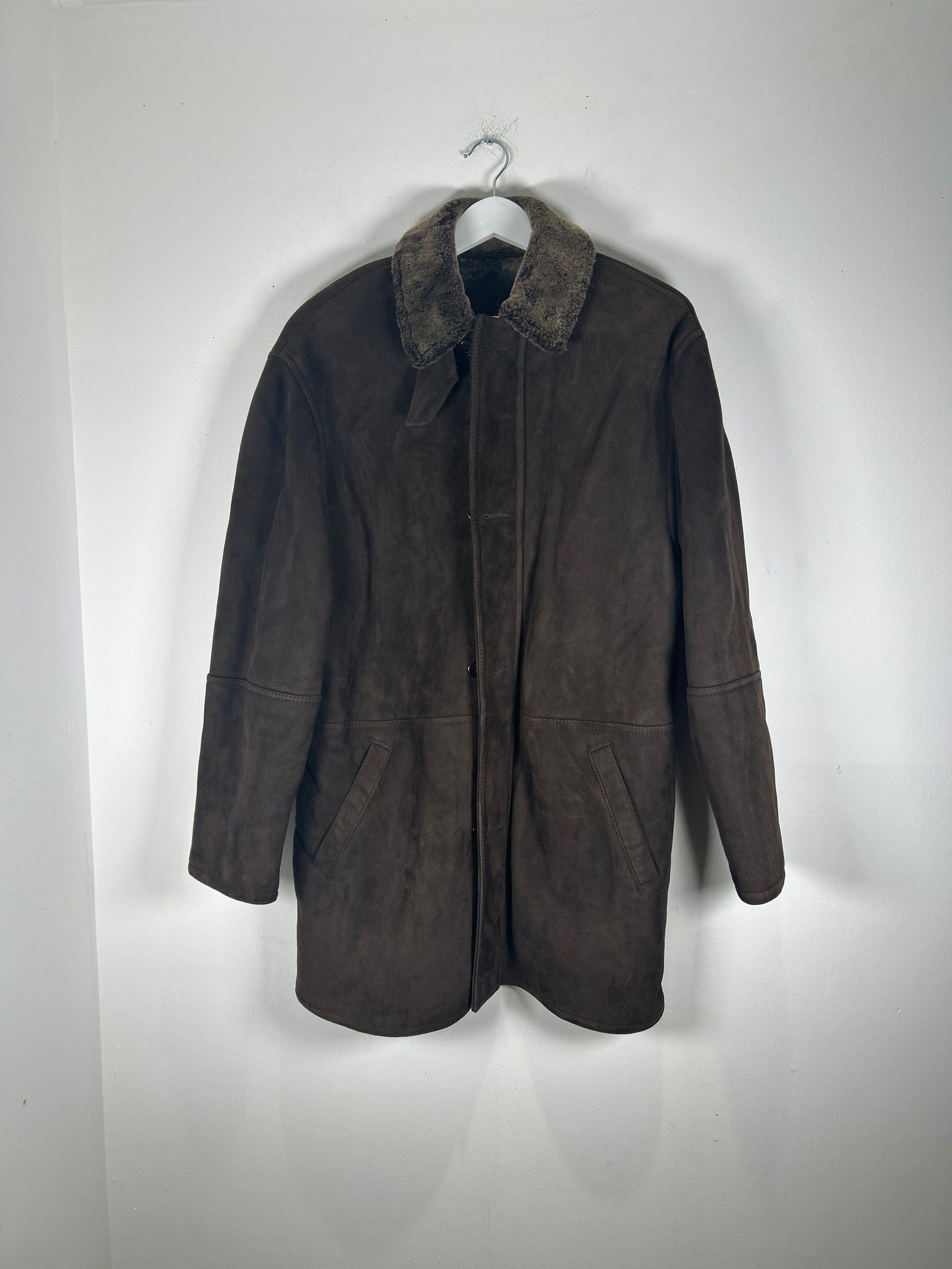 Clifford Michael Sherling Brown Leather Overcoat Size XS