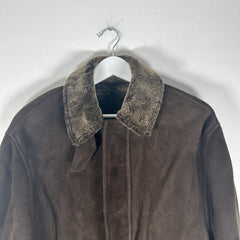 Clifford Michael Sherling Brown Leather Overcoat Size XS