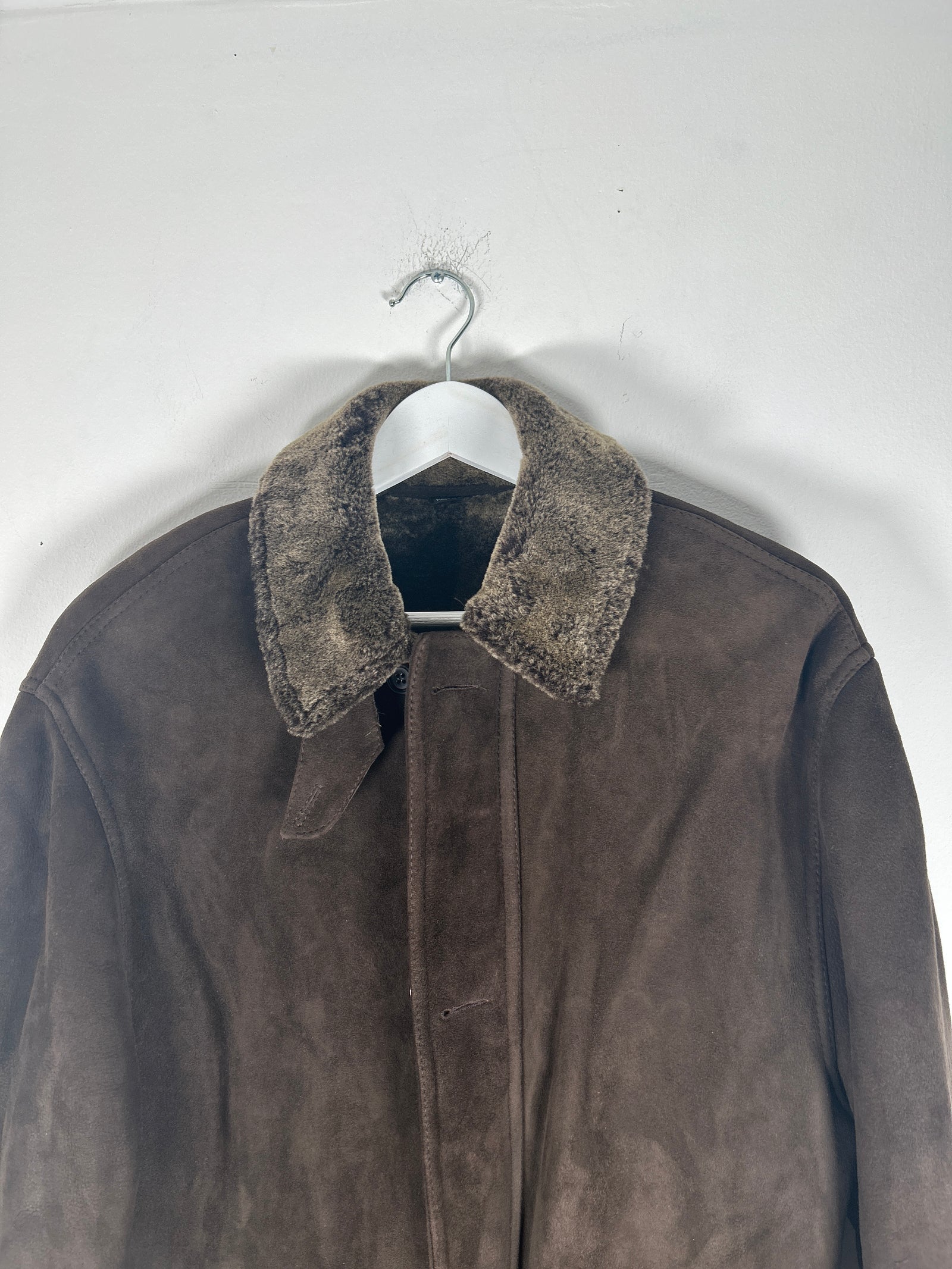 Clifford Michael Sherling Brown Leather Overcoat Size XS