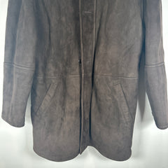 Clifford Michael Sherling Brown Leather Overcoat Size XS
