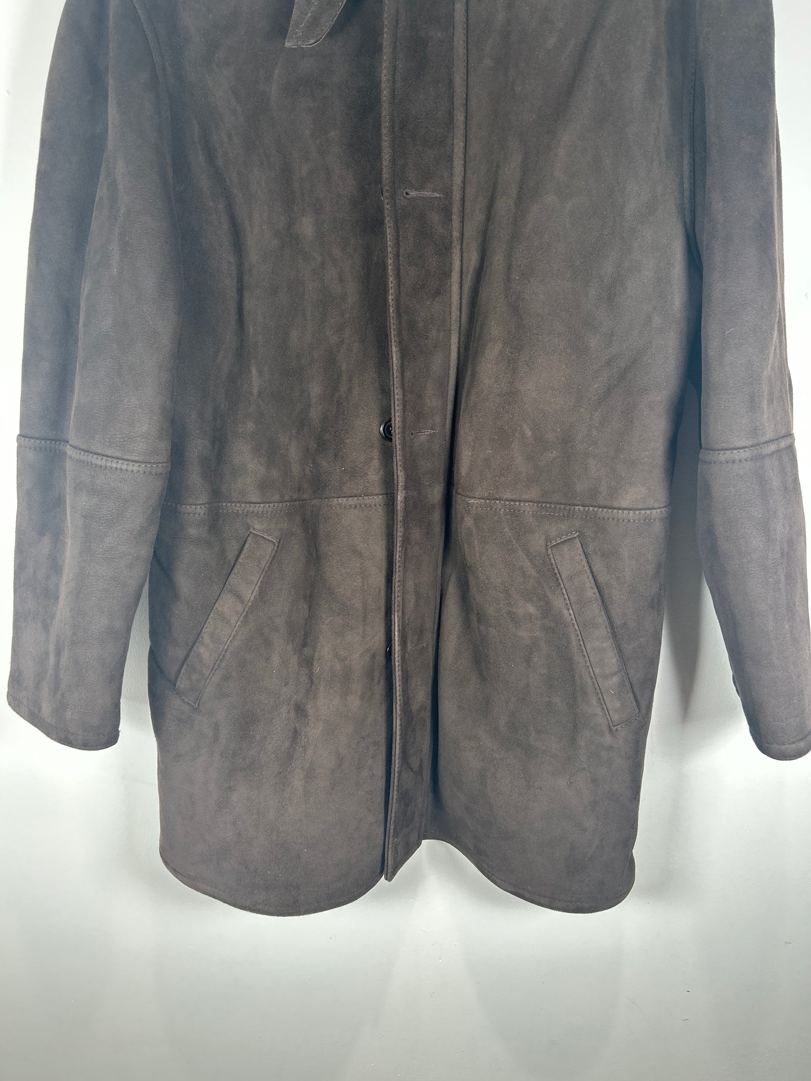 Clifford Michael Sherling Brown Leather Overcoat Size XS