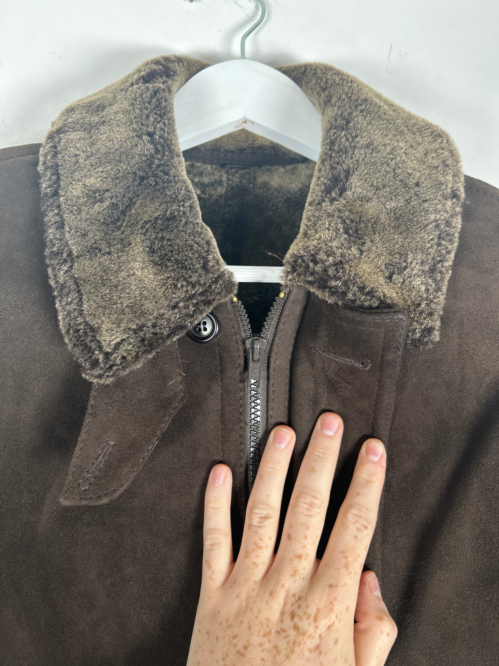 Clifford Michael Sherling Brown Leather Overcoat Size XS