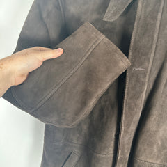 Clifford Michael Sherling Brown Leather Overcoat Size XS