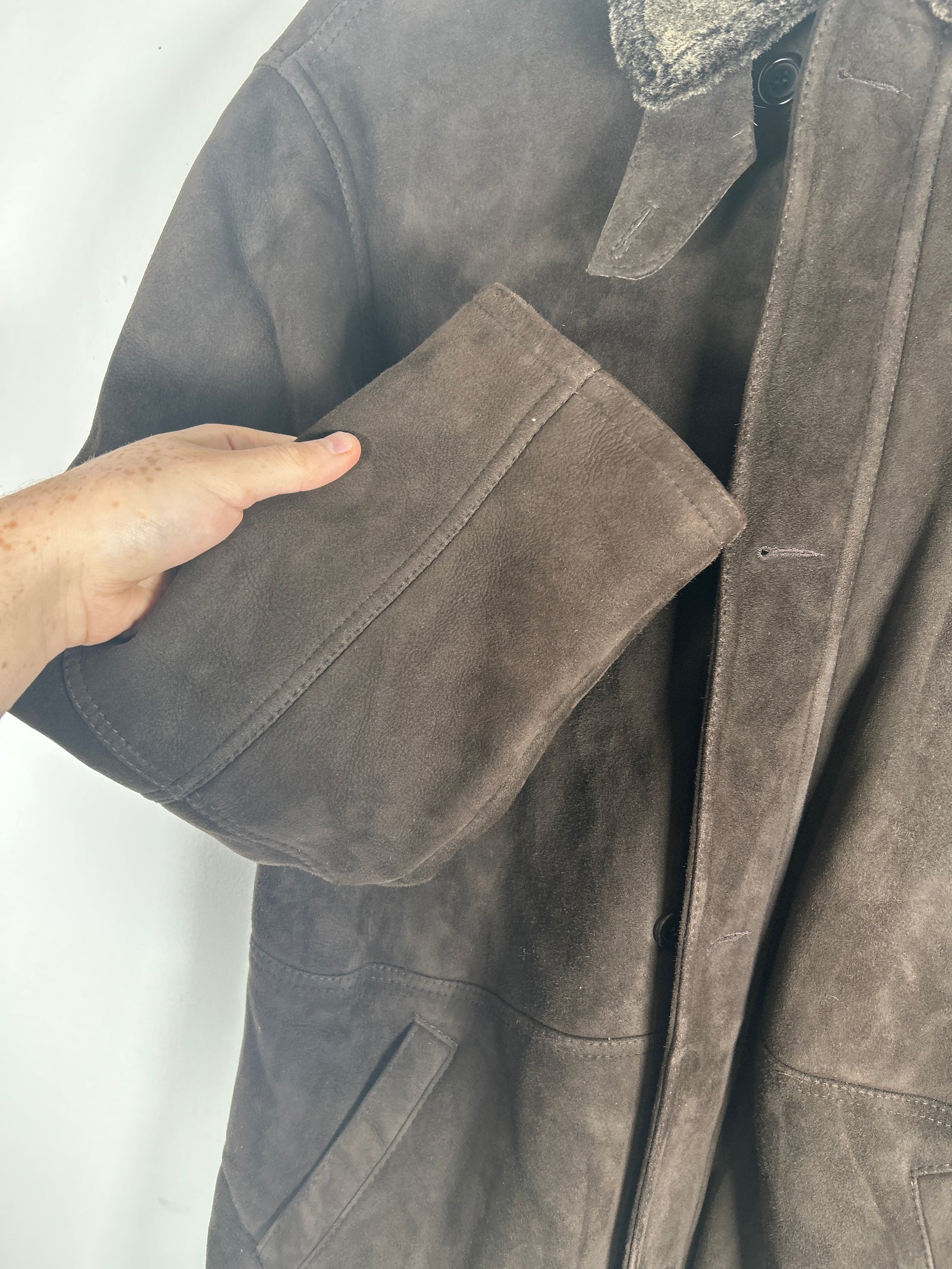 Clifford Michael Sherling Brown Leather Overcoat Size XS