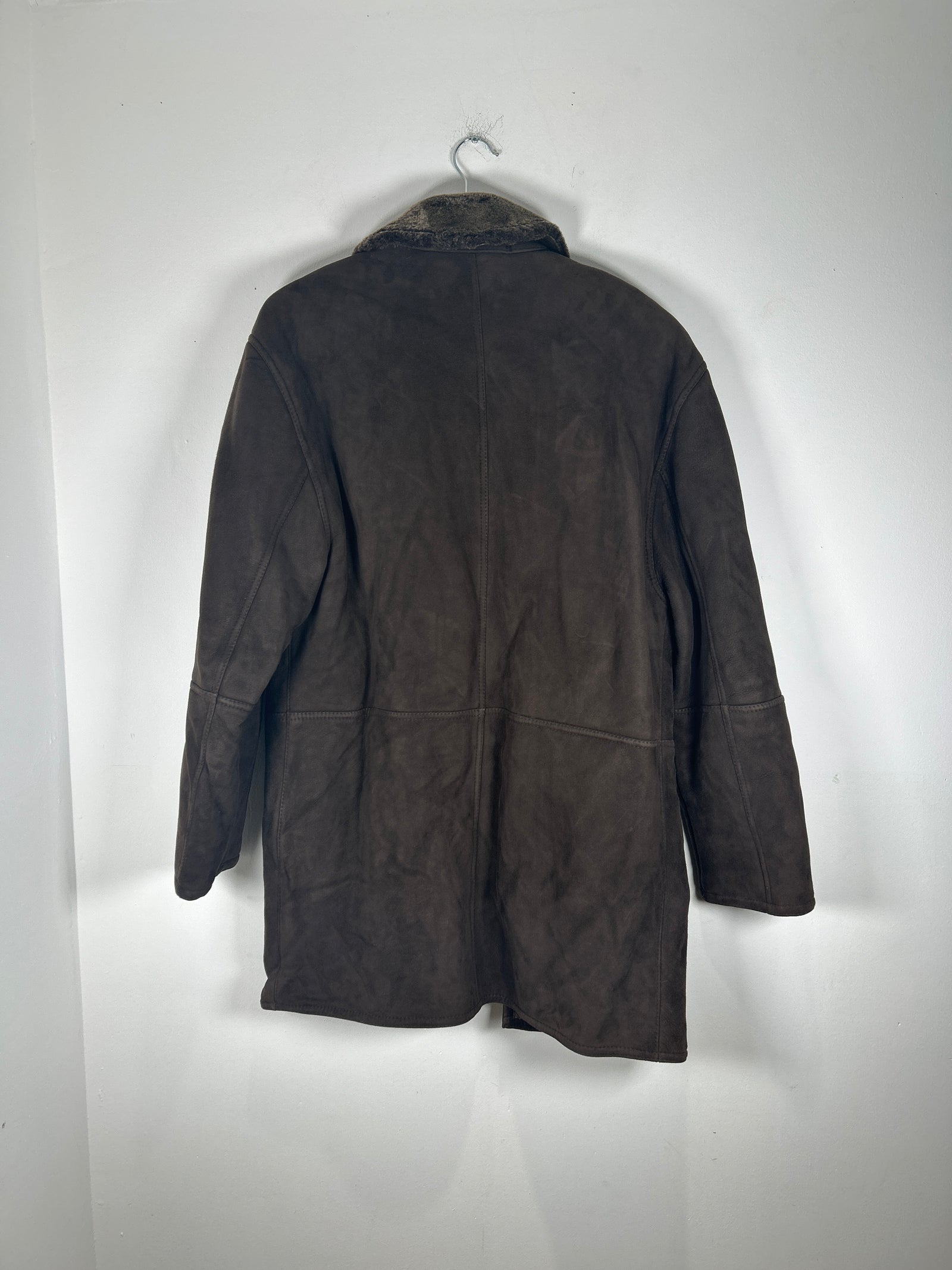 Clifford Michael Sherling Brown Leather Overcoat Size XS