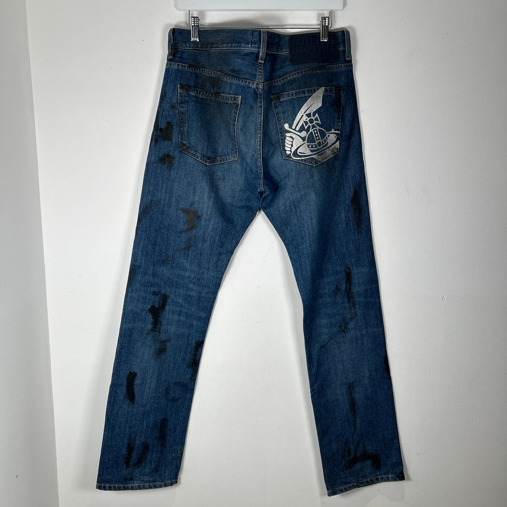 Vivienne Westwood Anglomania Oil Stained Jeans Size 32