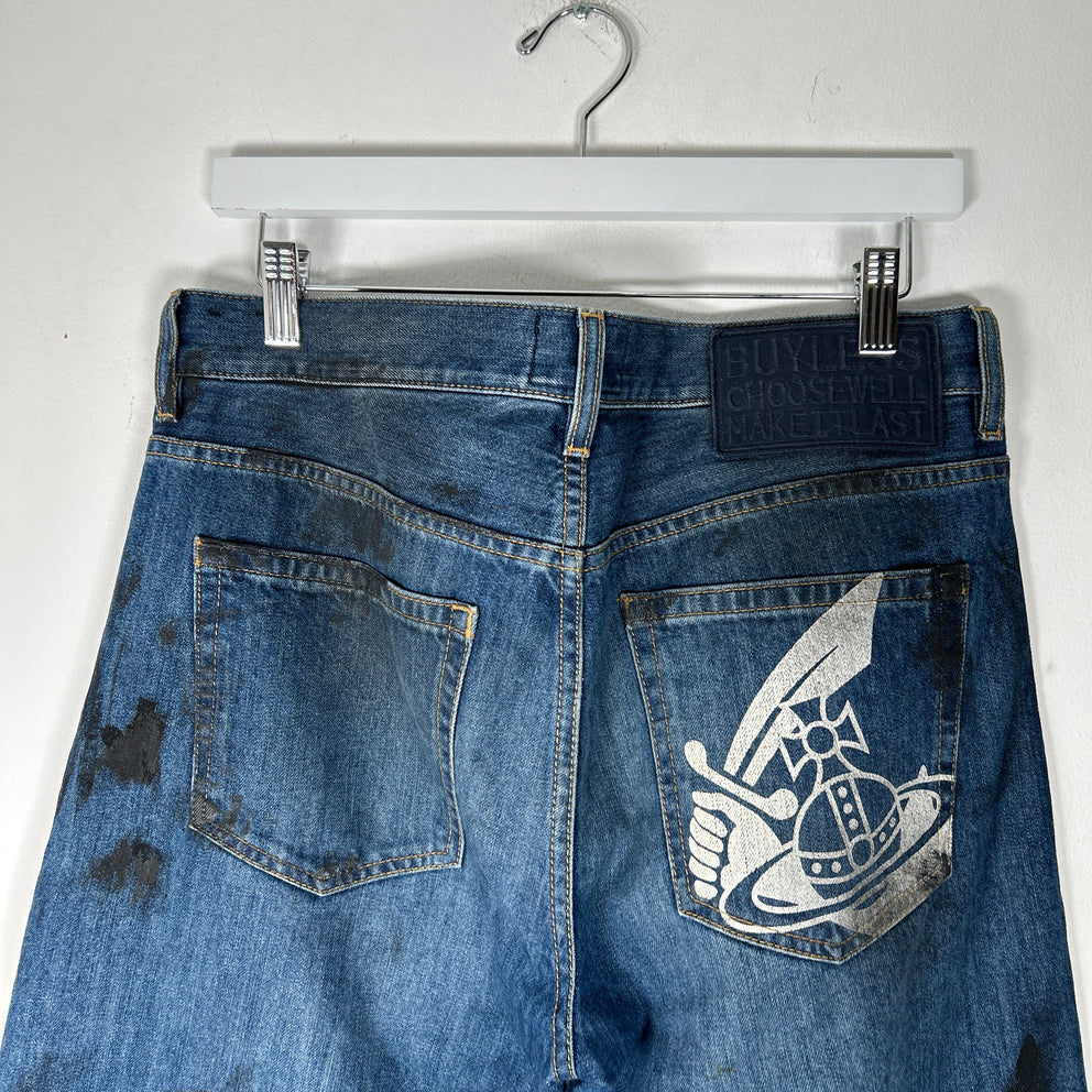 Vivienne Westwood Anglomania Oil Stained Jeans Size 32