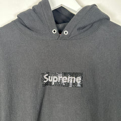 Supreme Swarovski Crystal Box Logo Black Hoodie Size L