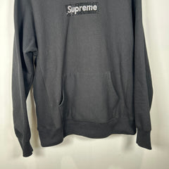 Supreme Swarovski Crystal Box Logo Black Hoodie Size L