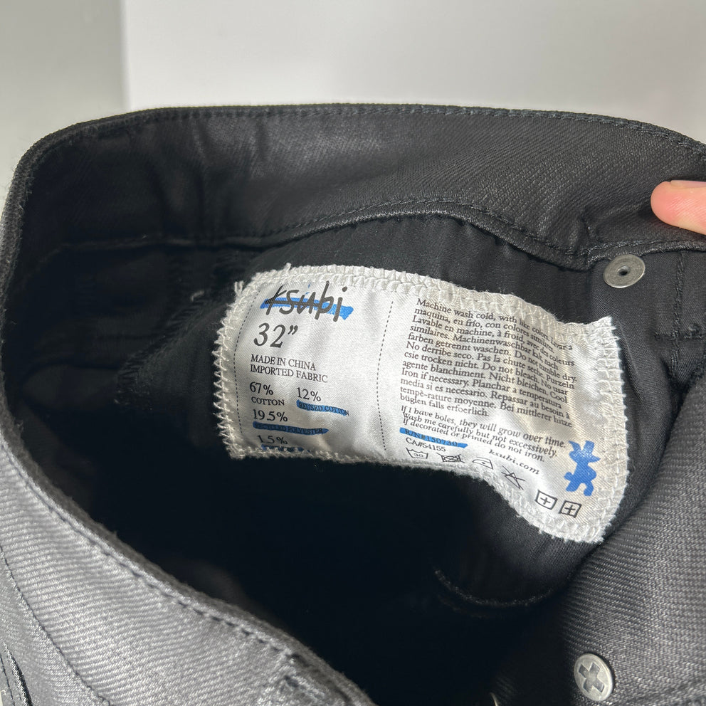 Ksubi Black Waxed Jeans Size 32