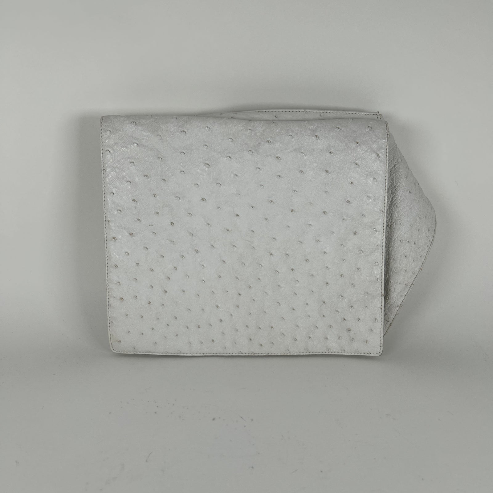 Celine White Ostrich Leather Cross Body
