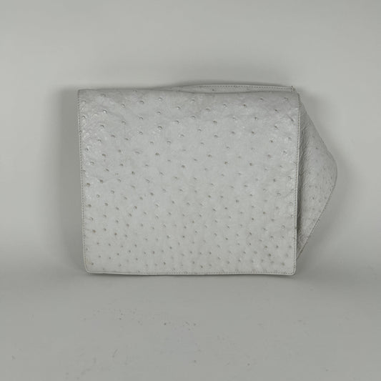 Celine White Ostrich Leather Cross Body