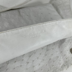 Celine White Ostrich Leather Cross Body