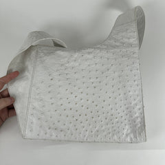 Celine White Ostrich Leather Cross Body