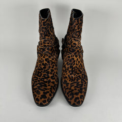 Saint Laurent Ponyhair Leopard Wyatt Boots Size 45