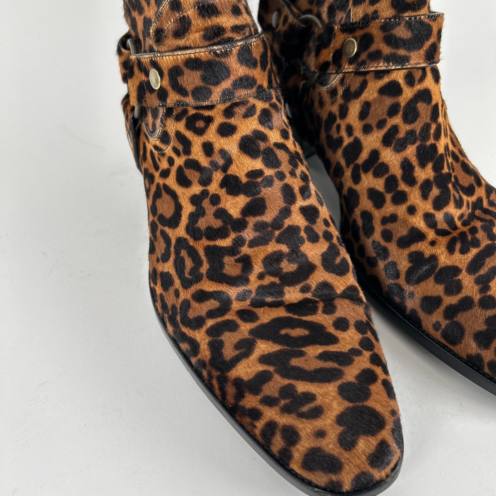 Saint Laurent Ponyhair Leopard Wyatt Boots Size 45