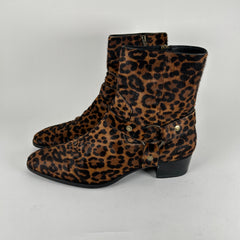Saint Laurent Ponyhair Leopard Wyatt Boots Size 45