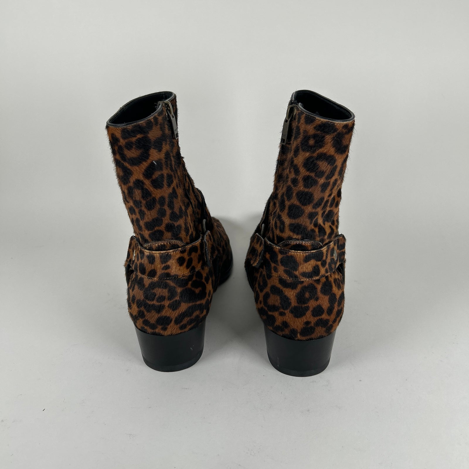 Saint Laurent Ponyhair Leopard Wyatt Boots Size 45