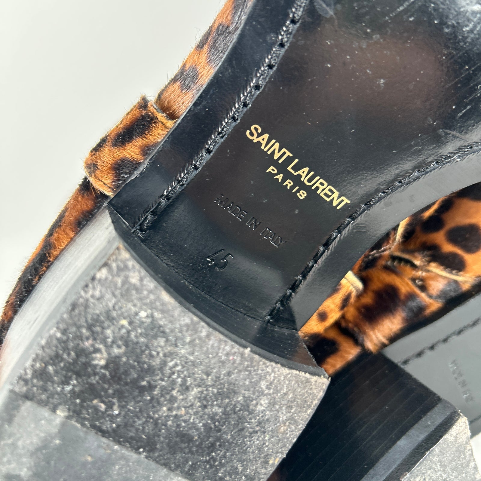 Saint Laurent Ponyhair Leopard Wyatt Boots Size 45